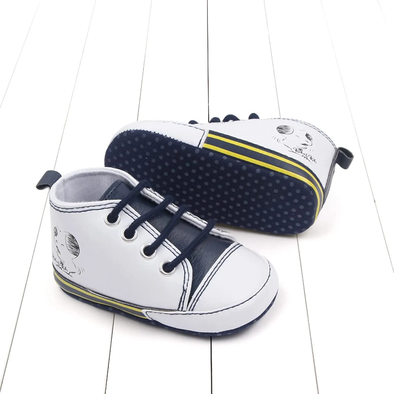 Baby Boys Girls Star High Top Sneaker Soft Anti-Slip Sole Newborn Lace Up First alkers Canvas Denim Shoes