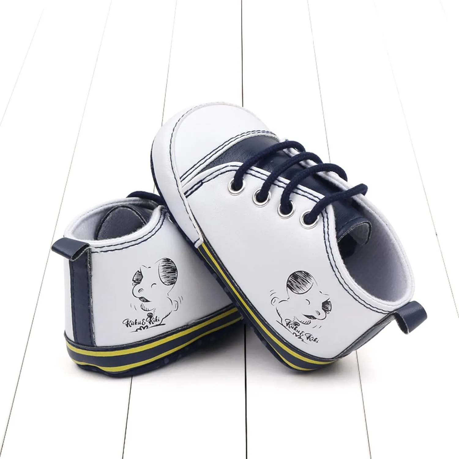 Baby Boys Girls Star High Top Sneaker Soft Anti-Slip Sole Newborn Lace Up First alkers Canvas Denim Shoes