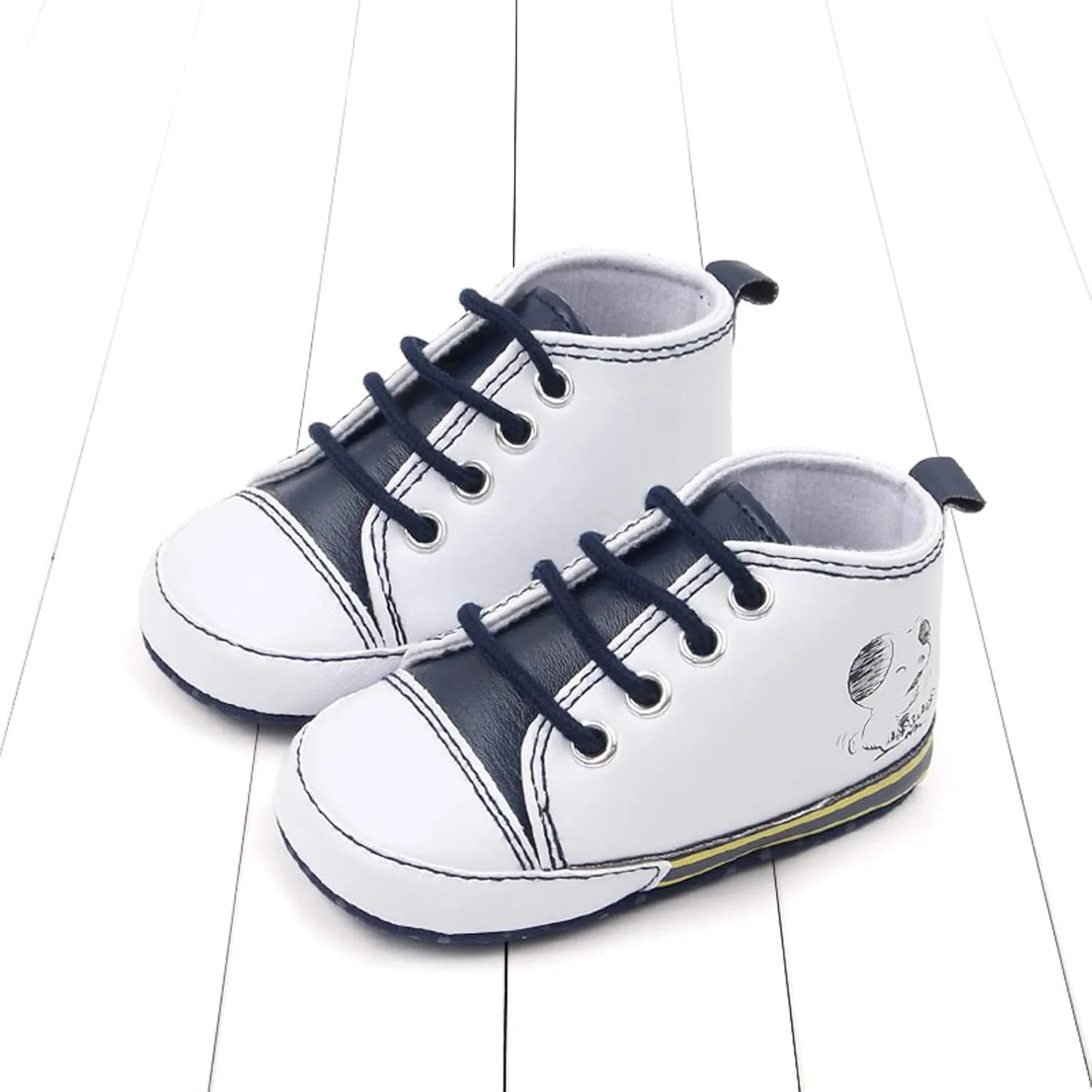 Baby Boys Girls Star High Top Sneaker Soft Anti-Slip Sole Newborn Lace Up First alkers Canvas Denim Shoes