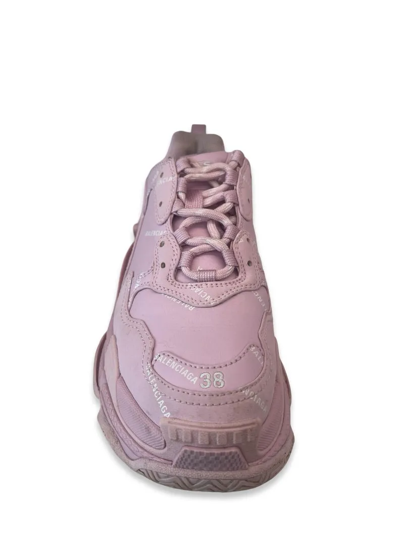 Balenciaga Pink 2021 Wins Triple S Sneaker 'Allover Logo'. Size: 38