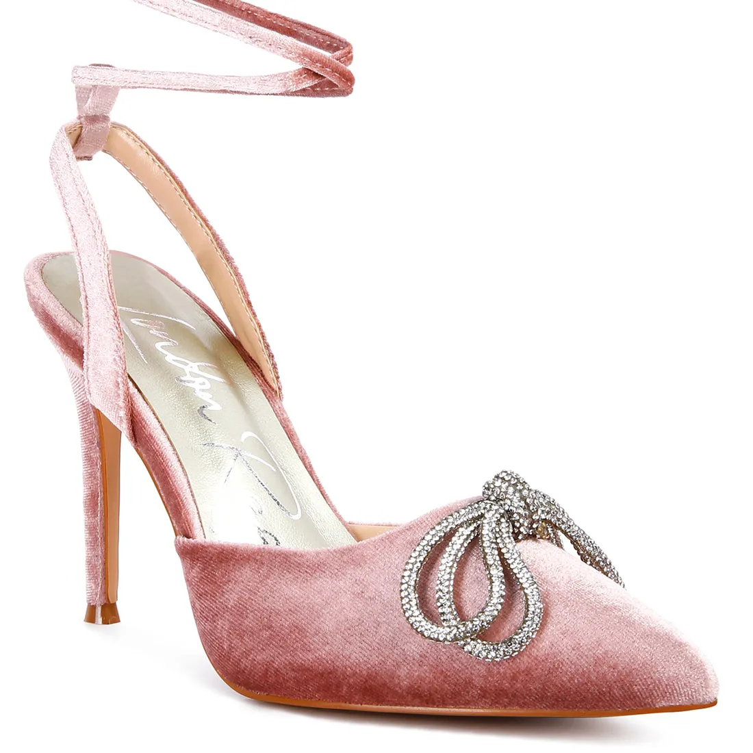Big Treat High Heeled Jewel Velvet Mules