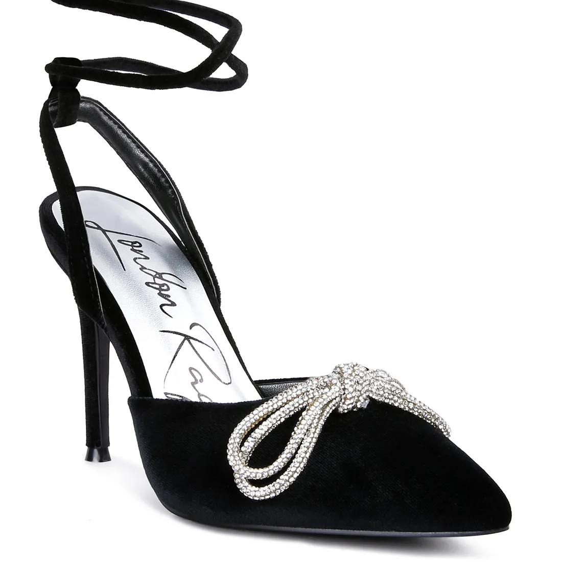 Big Treat High Heeled Jewel Velvet Mules