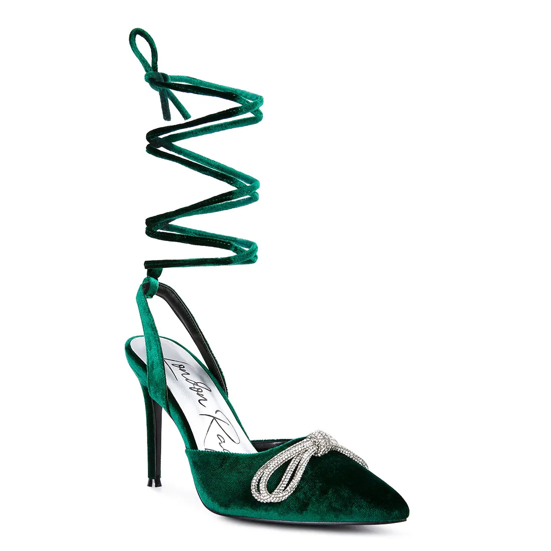 Big Treat High Heeled Jewel Velvet Mules
