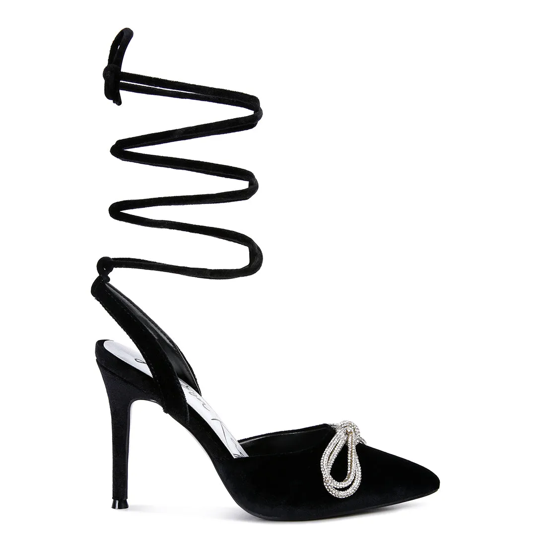 Big Treat High Heeled Jewel Velvet Mules
