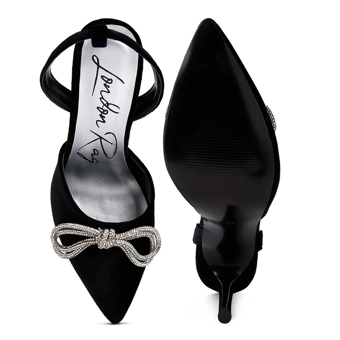 Big Treat High Heeled Jewel Velvet Mules