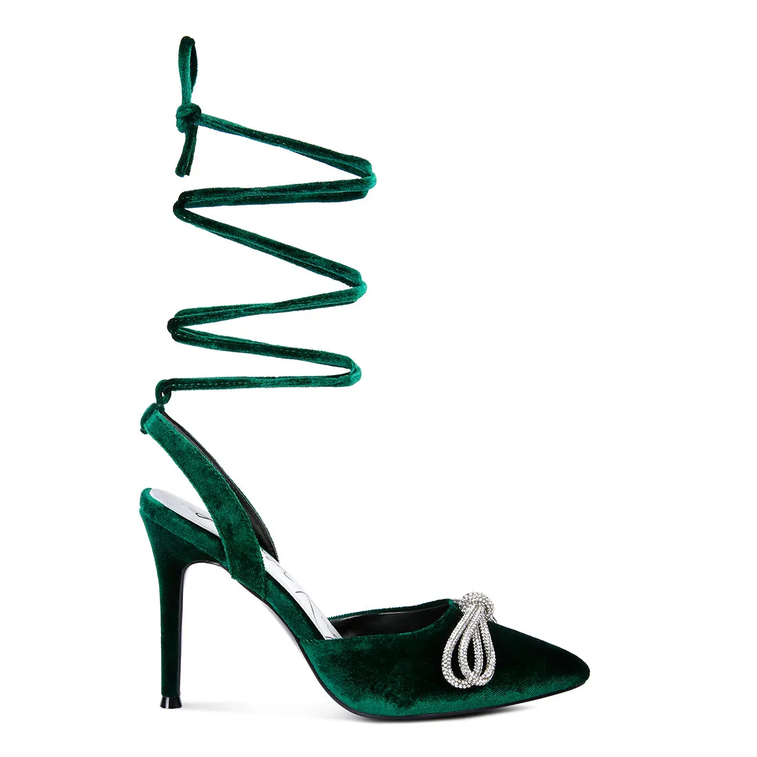 Big Treat High Heeled Jewel Velvet Mules