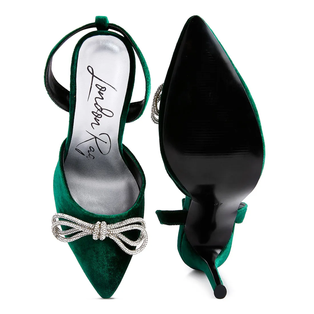 Big Treat High Heeled Jewel Velvet Mules