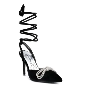 Big Treat High Heeled Jewel Velvet Mules