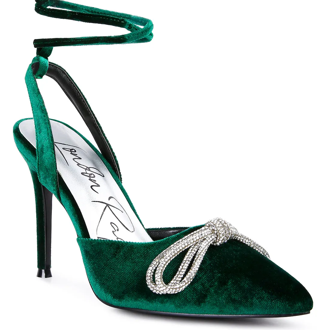 Big Treat High Heeled Jewel Velvet Mules