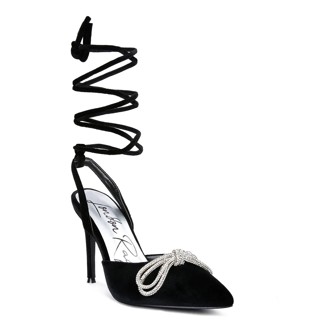 Big Treat High Heeled Jewel Velvet Mules