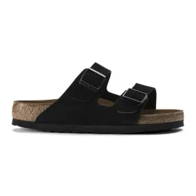 Birkenstock Arizona Suede Leather Soft Footbed Sandals - Regular - Black