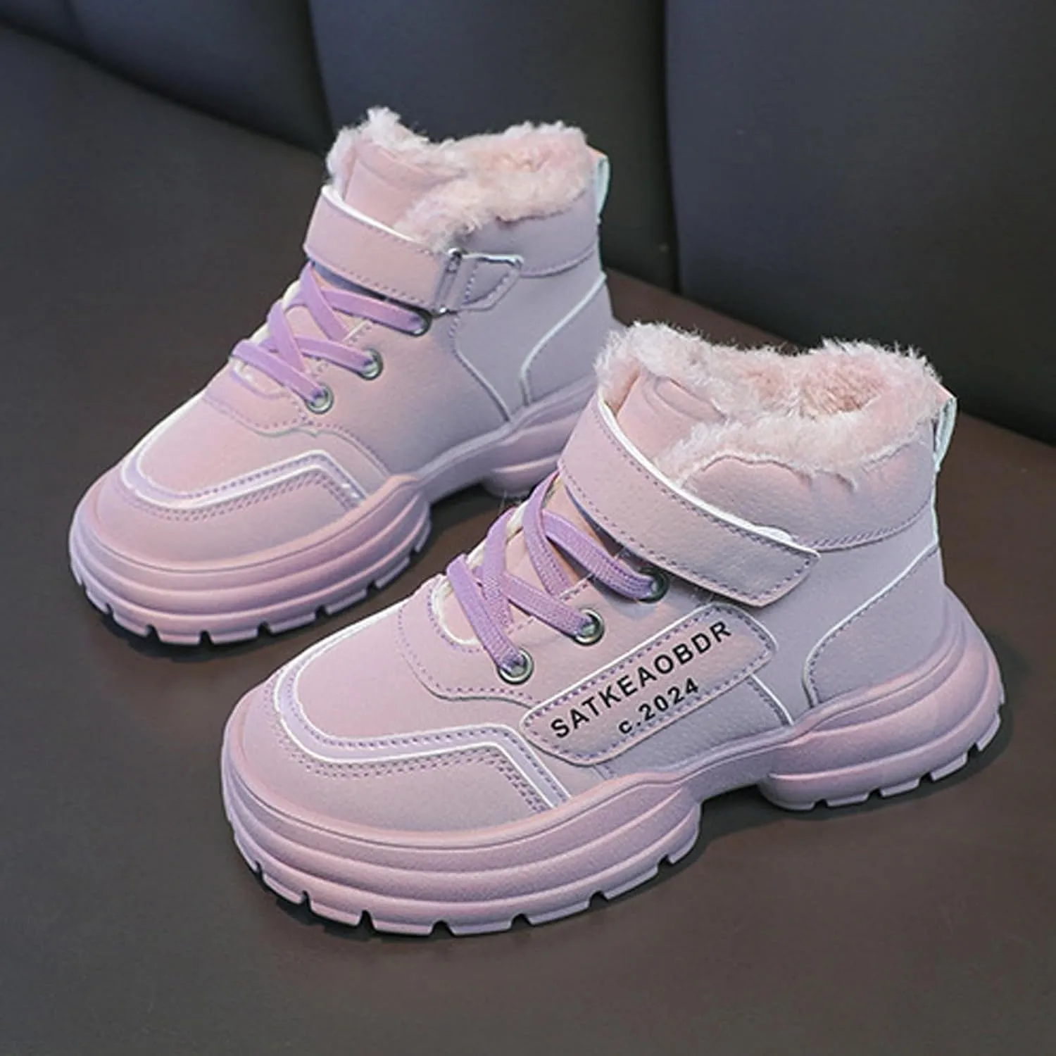 Boys Girls Snow Boots Winter Slip On Warm Fr Lined Shoes Lightweight Water-Resistan Cold Weather Boot Boys Boots