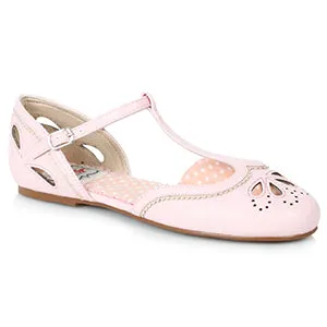 BP100-JULIE 1" Flat With T-Strap And Cut Out Detail