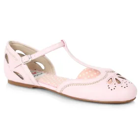 BP100-JULIE 1" Flat With T-Strap And Cut Out Detail