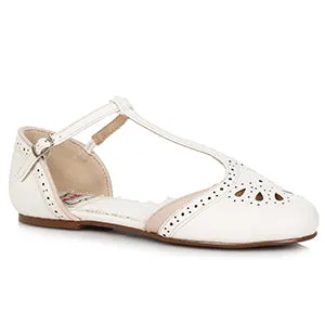 BP100-NANCY 1" T-Strap Flat Shoe With Cutout Decor