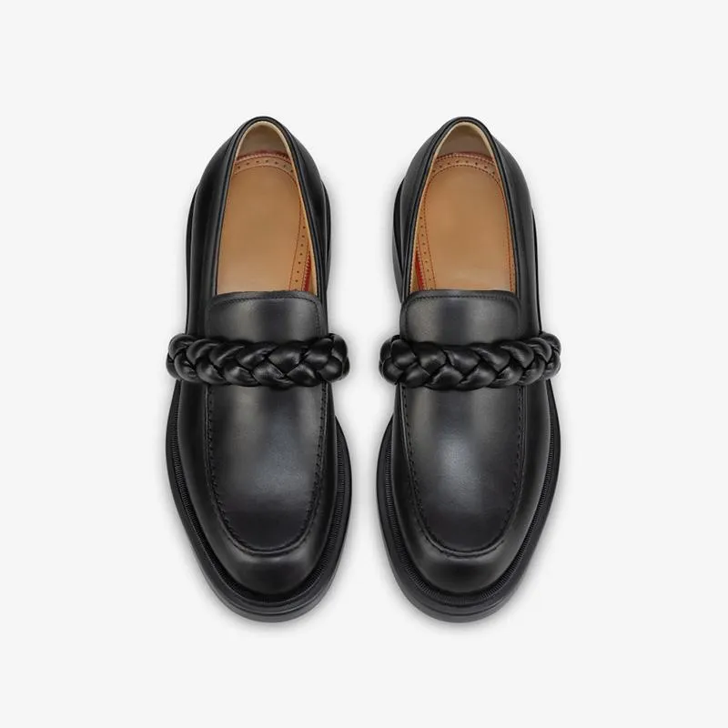 Calf Leather Penny Braid Loafers