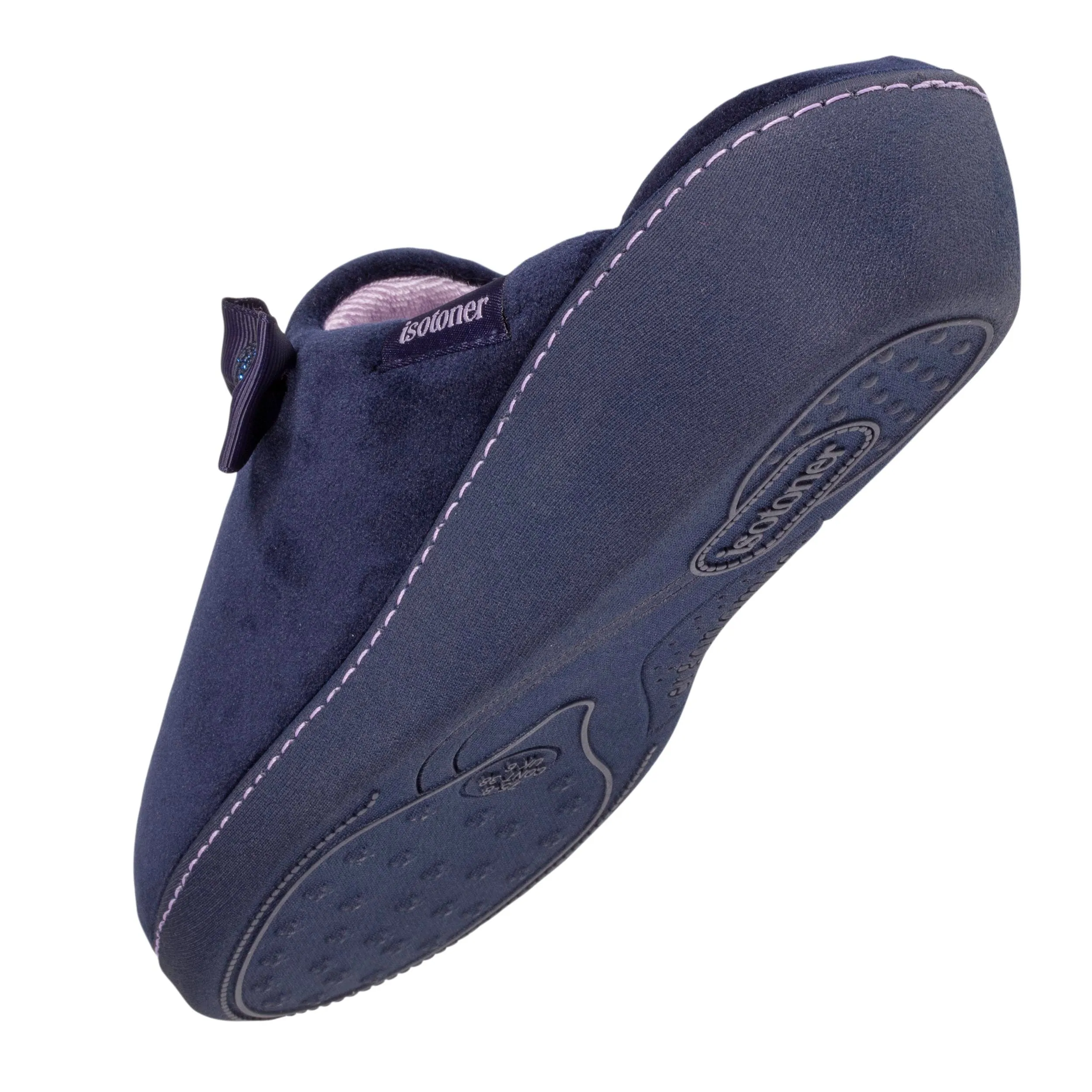 Chaussons mules Talon Femme Marine Nœud