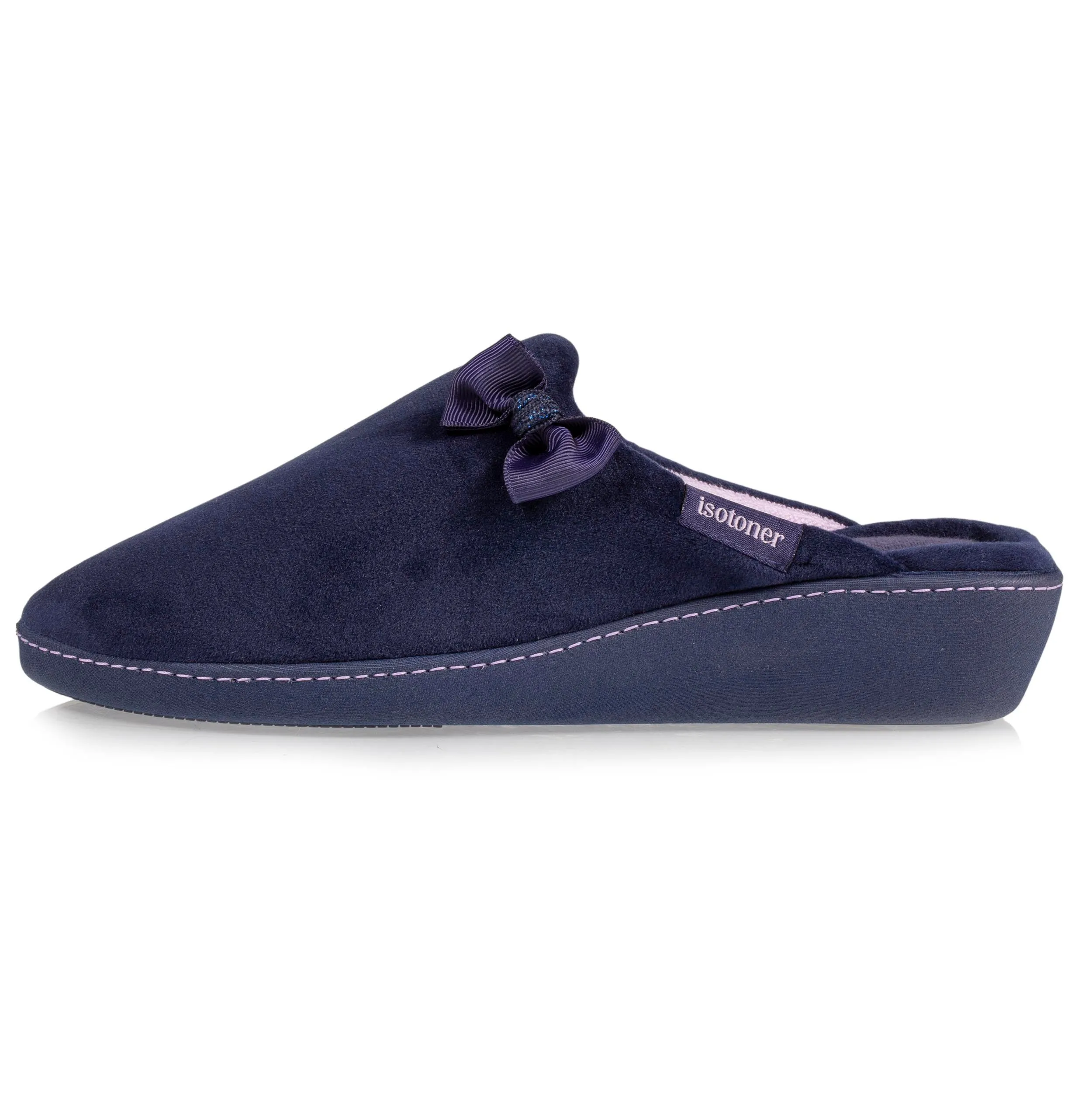 Chaussons mules Talon Femme Marine Nœud