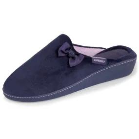 Chaussons mules Talon Femme Marine Nœud