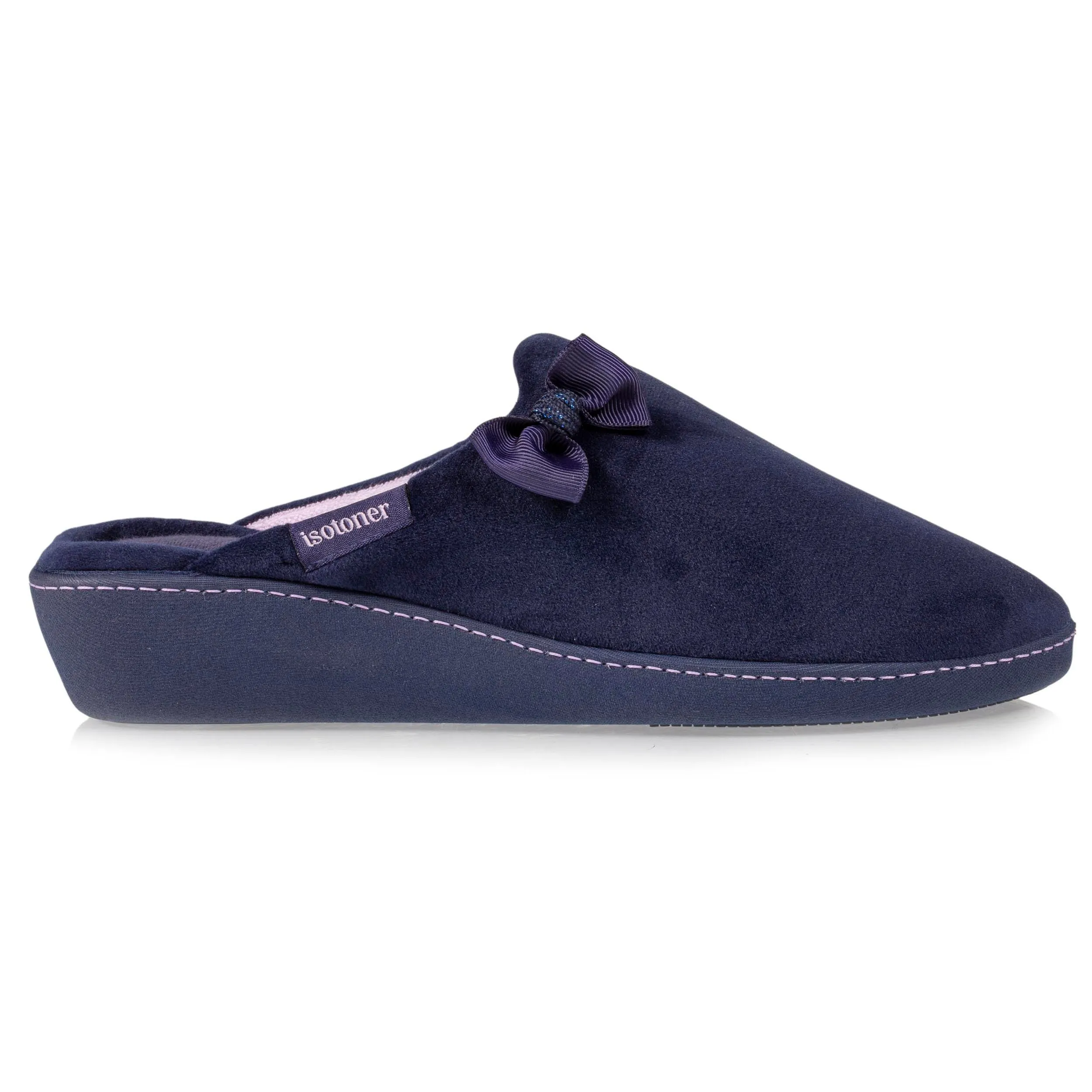 Chaussons mules Talon Femme Marine Nœud