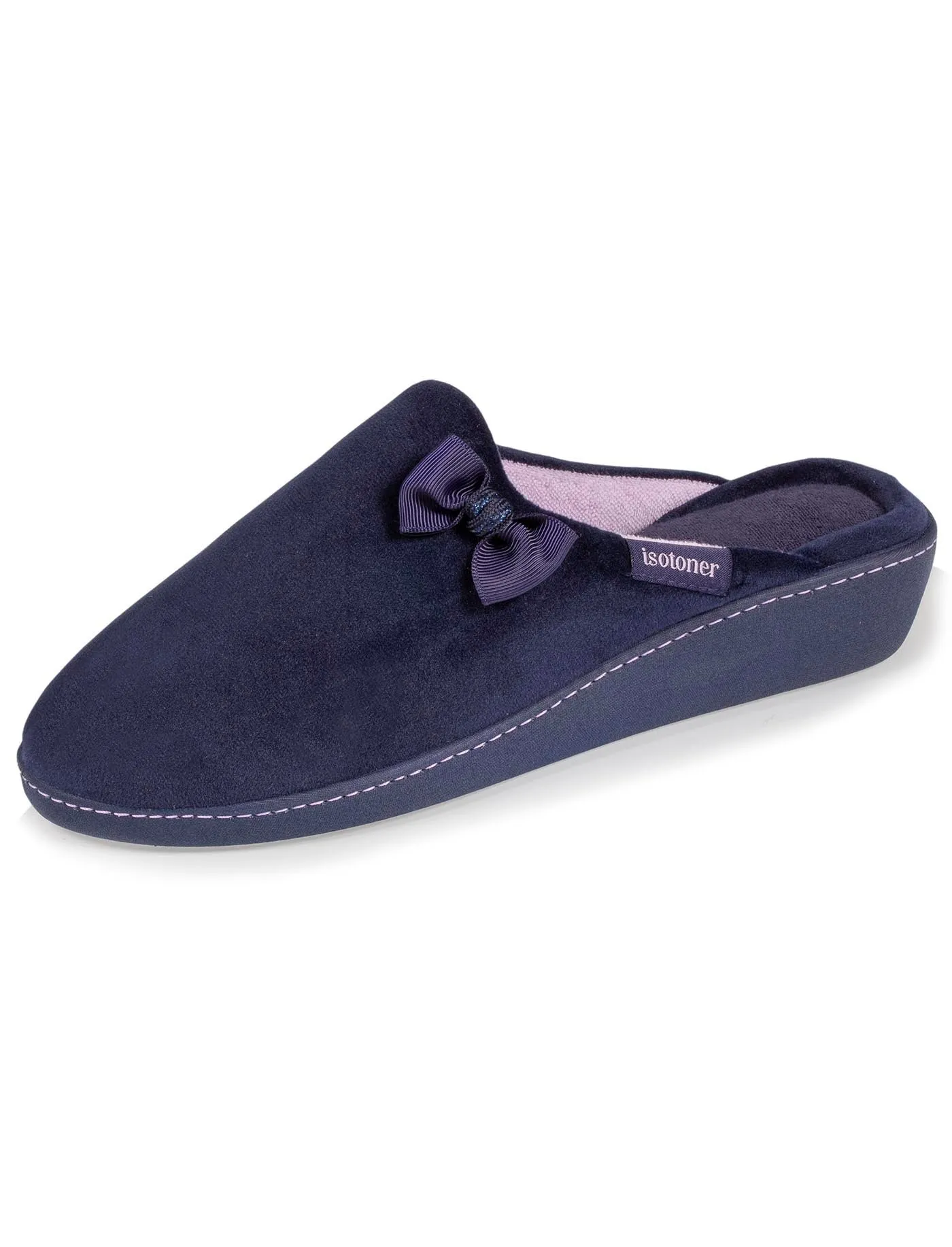 Chaussons mules Talon Femme Marine Nœud