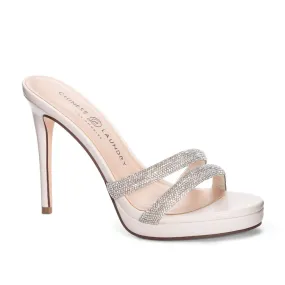 Chinese Laundry - Friendly Rhinestone Dress Slide Heel Mule Sandal - Cream