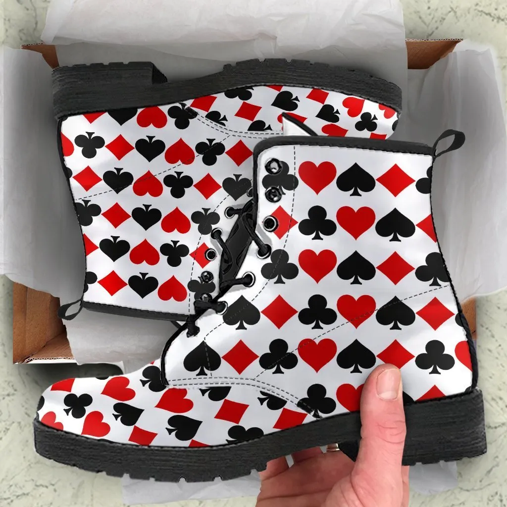 Combat Boots - Aces | White Boots Women, Boho Shoes, Handmade Lace Up Boots, Vegan Leather Lace Up Boots, 90s Boots, Custom Shoes