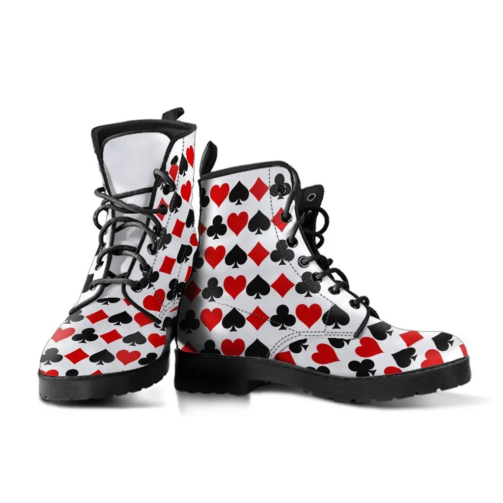 Combat Boots - Aces | White Boots Women, Boho Shoes, Handmade Lace Up Boots, Vegan Leather Lace Up Boots, 90s Boots, Custom Shoes