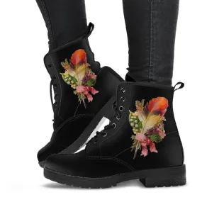 Combat Boots - Feather Quills | Black Boots, Black Hipster Boots, Black Leather Boots, Black Combat Boots, Vintage Boots Women