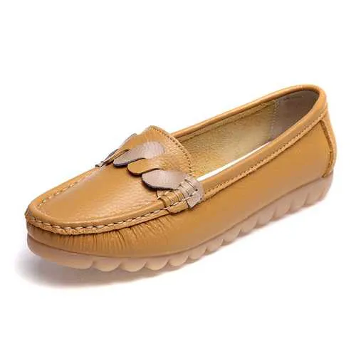 Comfy Soft Sole Round Toe Metal Buckle Slip On Casual Loafers