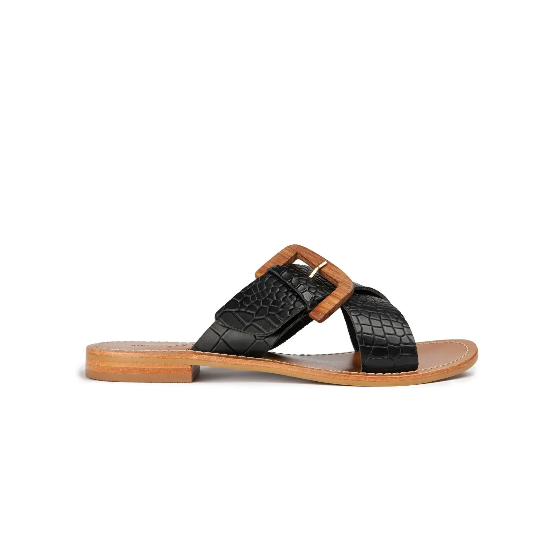 Couleur Pourpre - Mules Kanpur - Croco Noir