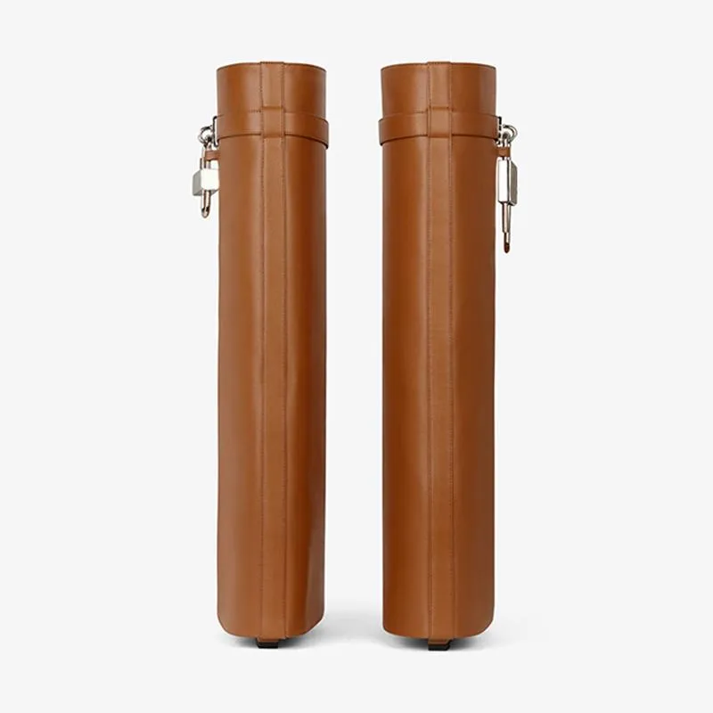 Elegant Tan Calfskin High Boots