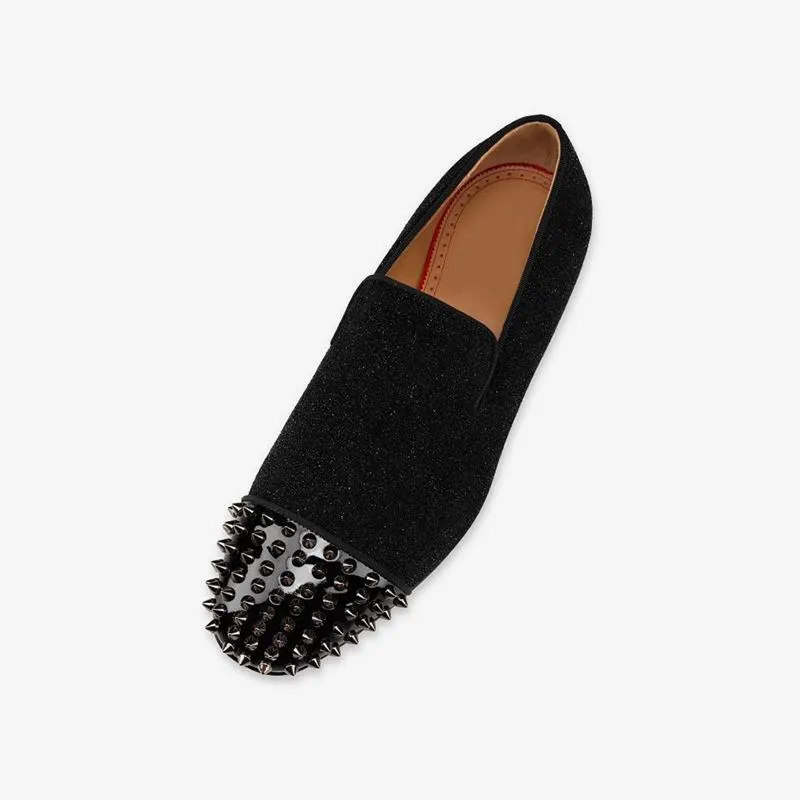 Fabric Glitter Loafer Flat Studs Patent Rivets