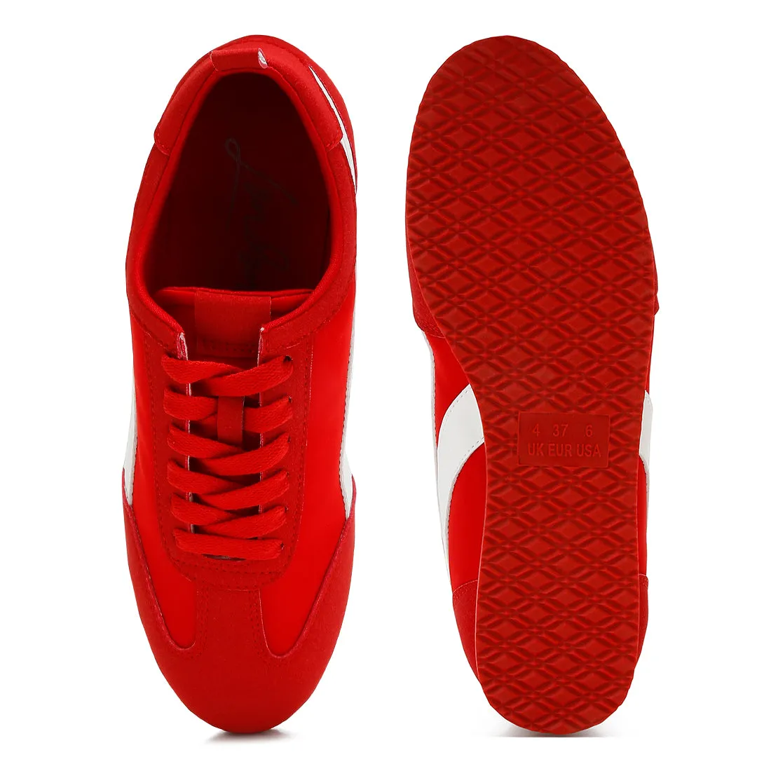Faux Leather Lace-Up Sneakers