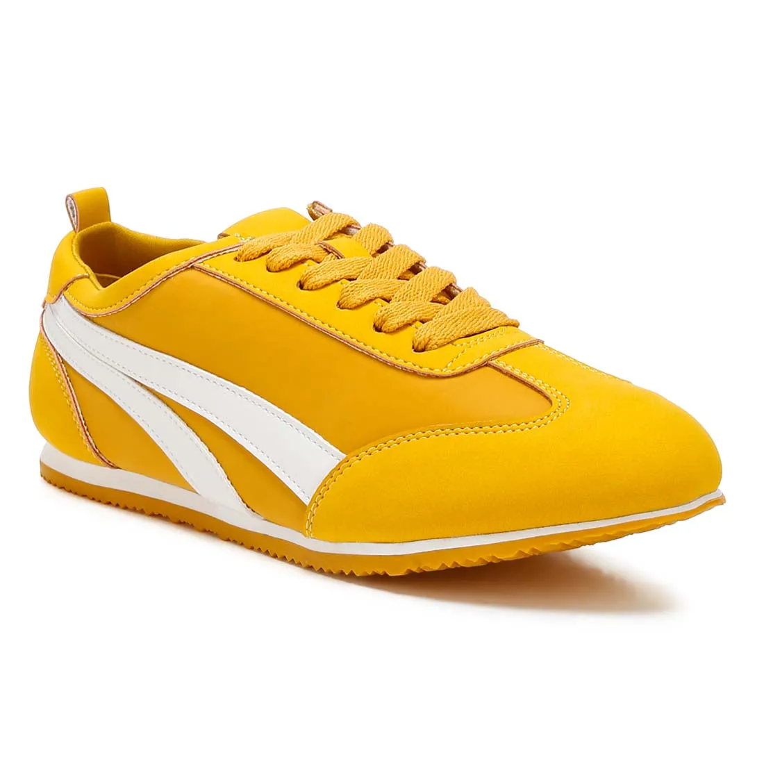 Faux Leather Lace-Up Sneakers