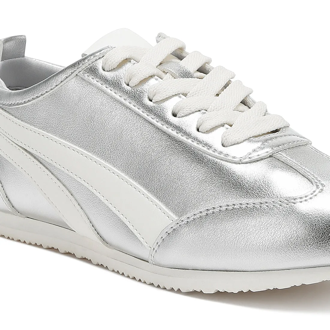 Faux Leather Lace-Up Sneakers