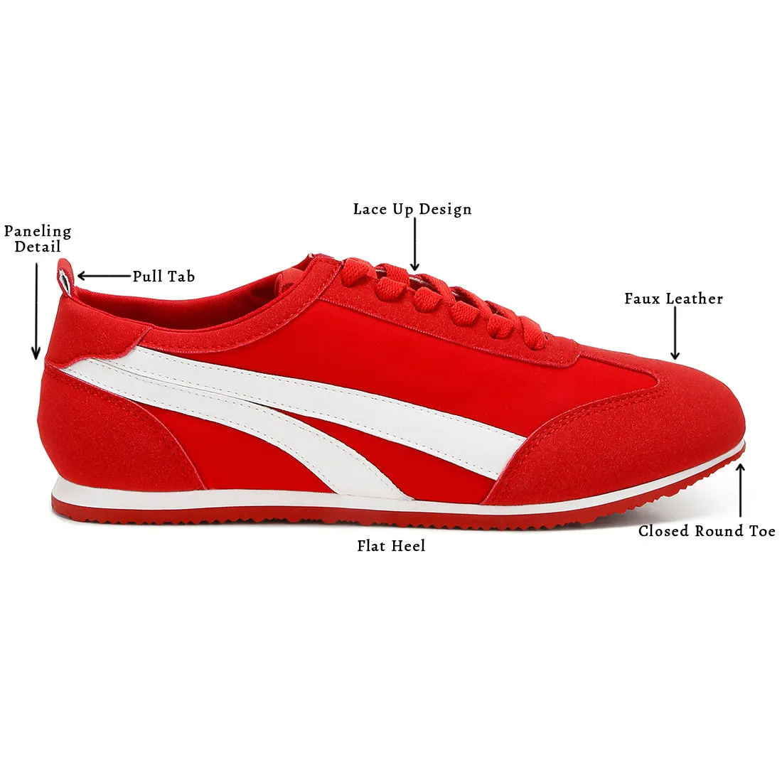 Faux Leather Lace-Up Sneakers