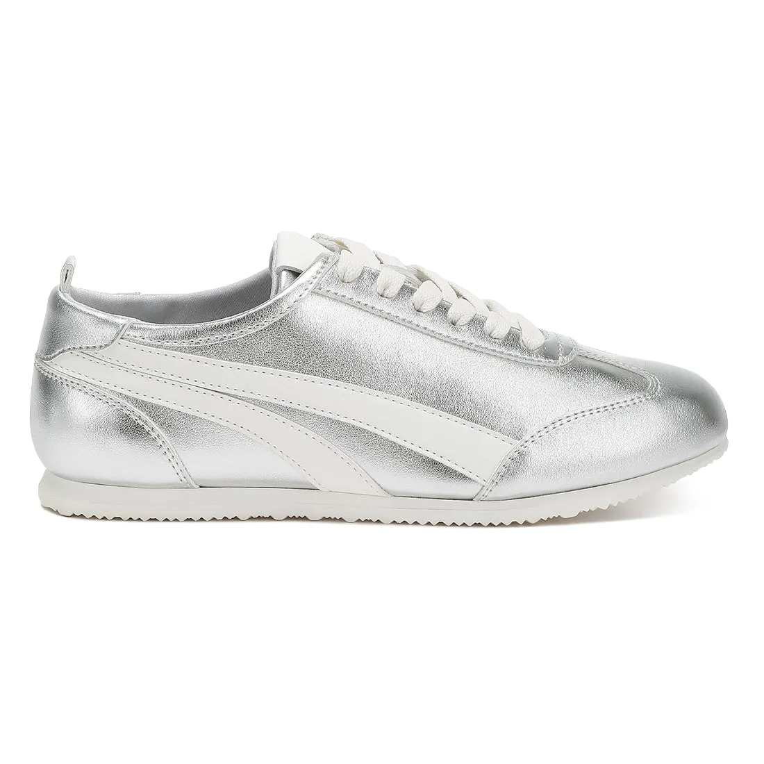 Faux Leather Lace-Up Sneakers