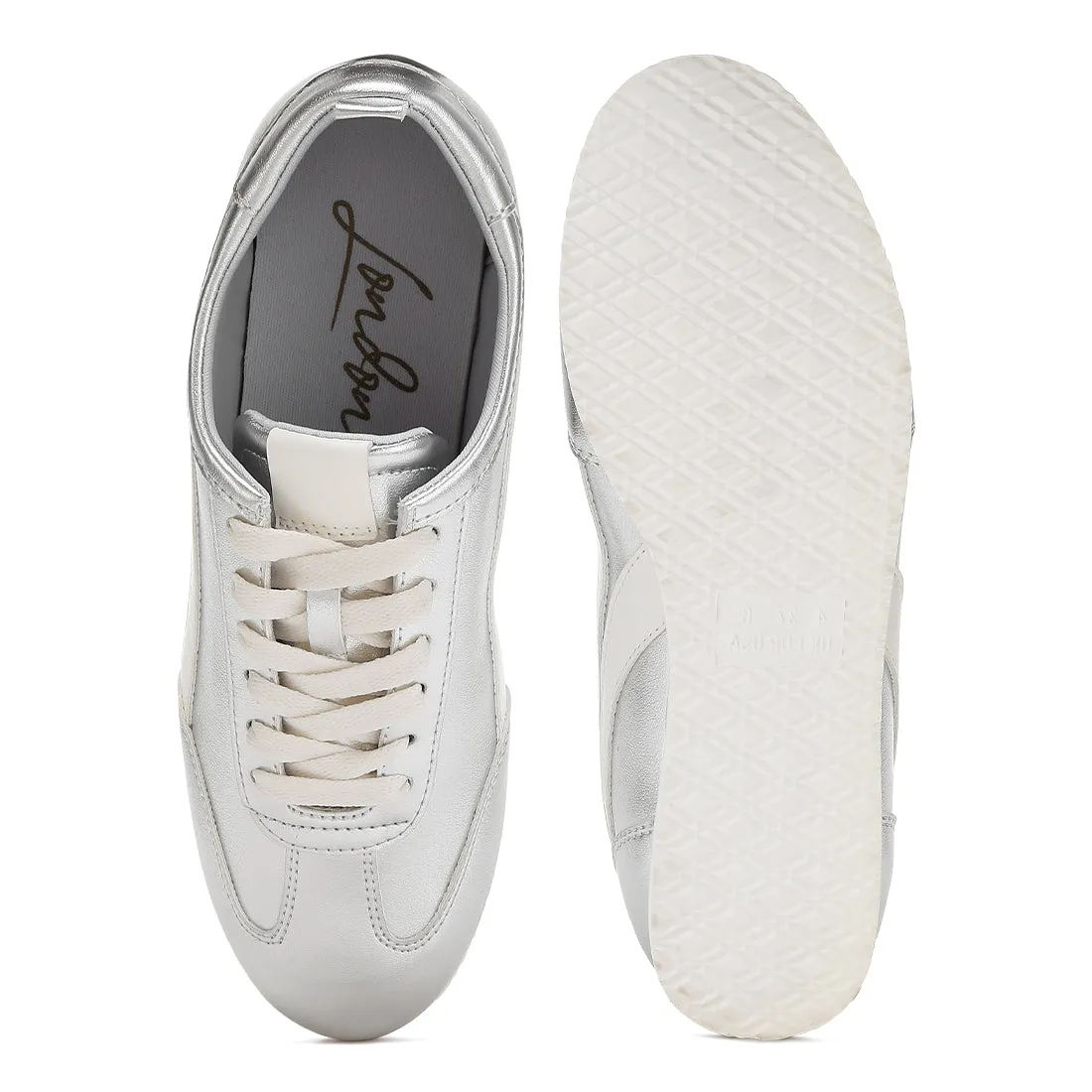 Faux Leather Lace-Up Sneakers