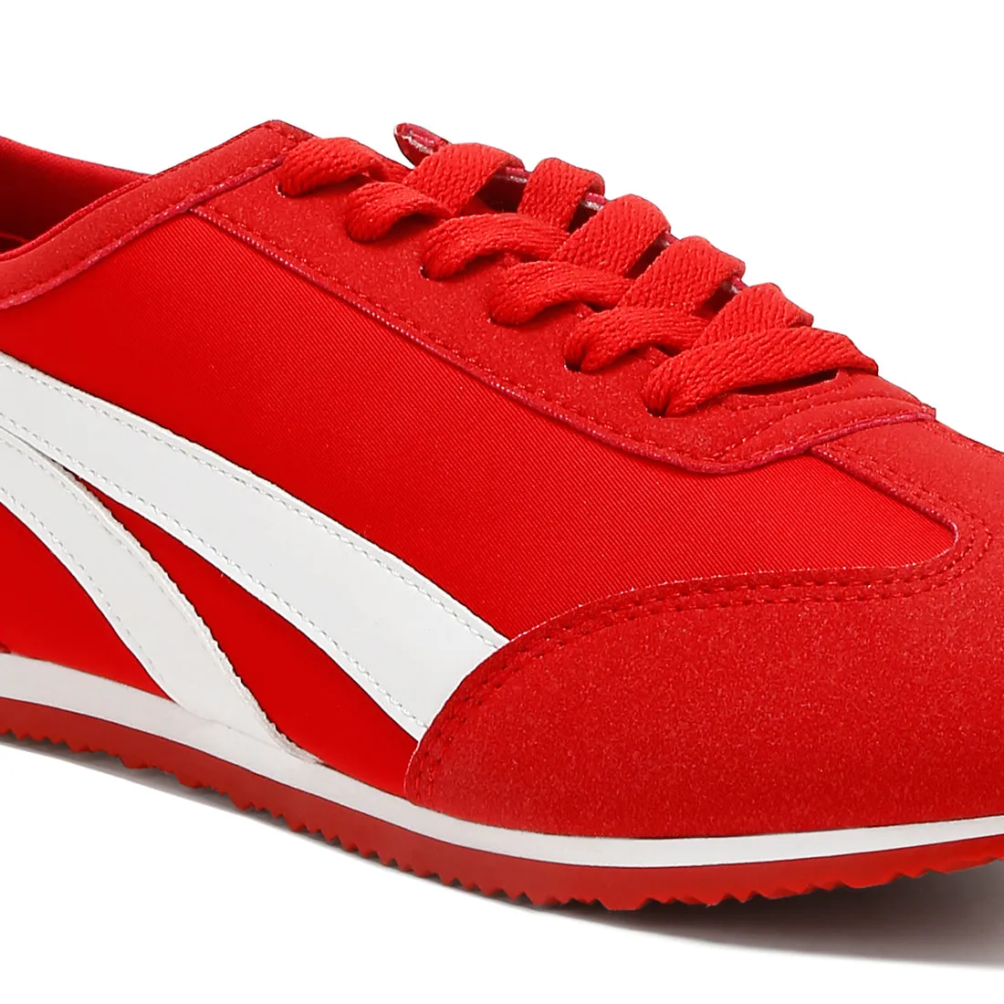 Faux Leather Lace-Up Sneakers