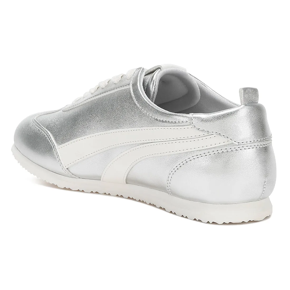 Faux Leather Lace-Up Sneakers