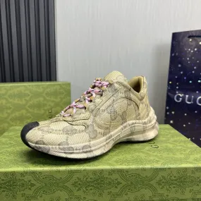 GG RUN LIGHT GREEN LEATHER SNEAKERS