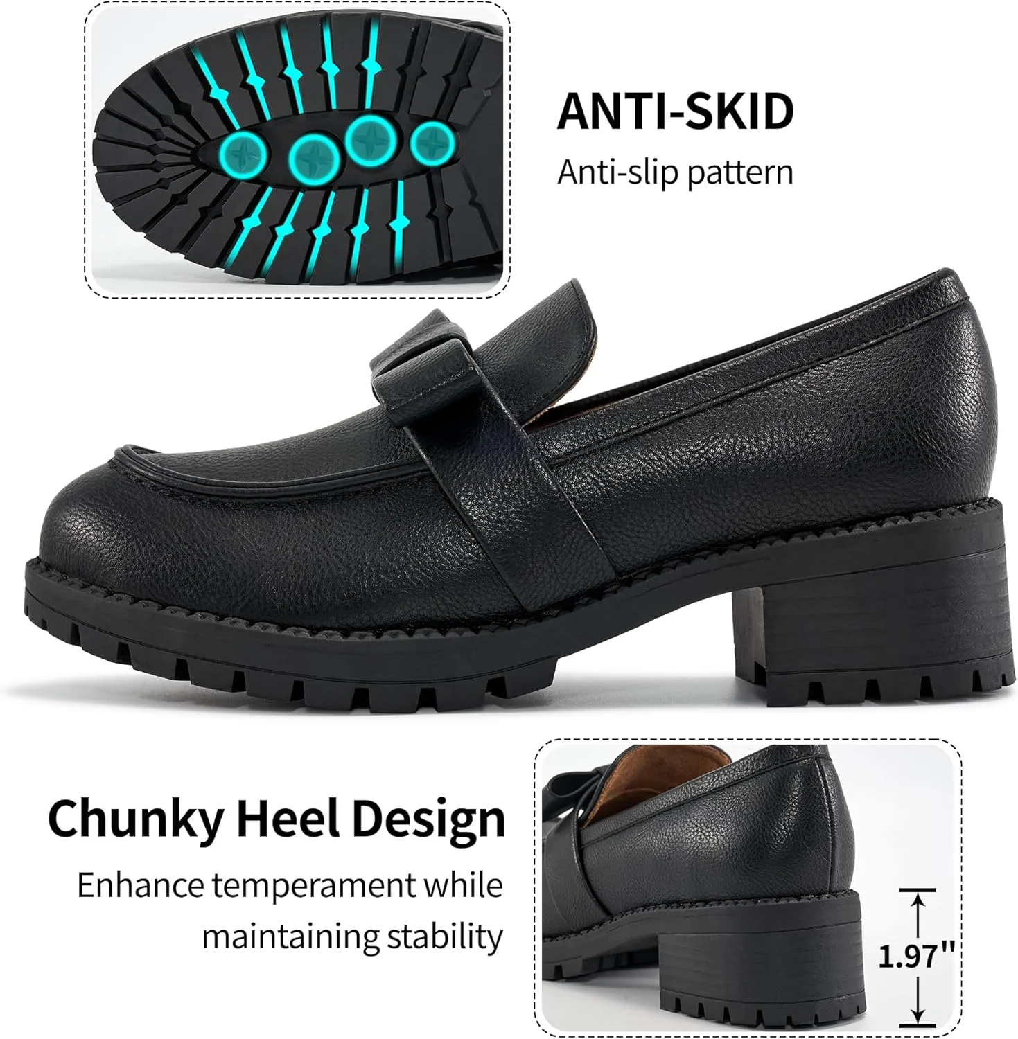 HARENCE Platform Loafers for Women Dressy: Casual Comfortable Slip On Chunky Loafer Walking Penny Work Business Office Shoes