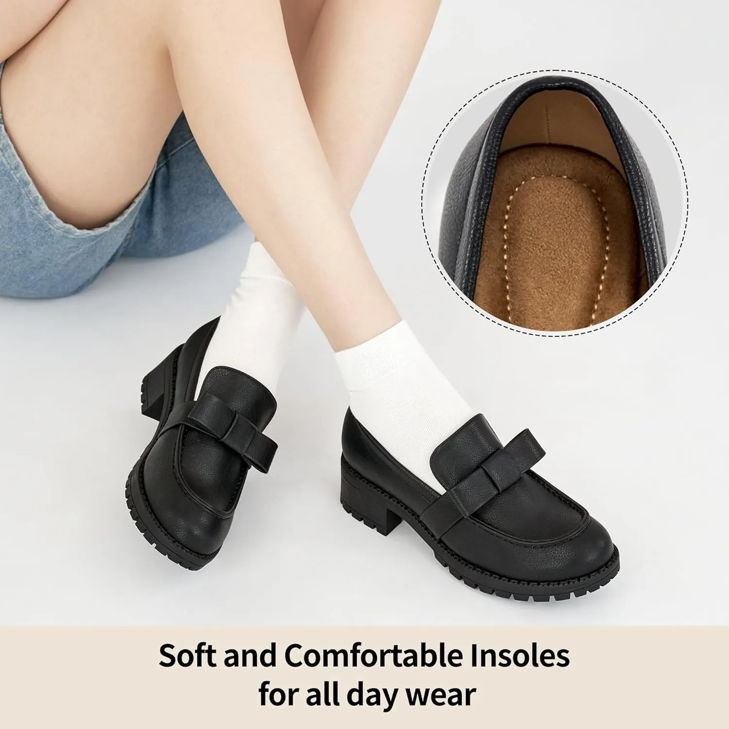 HARENCE Platform Loafers for Women Dressy: Casual Comfortable Slip On Chunky Loafer Walking Penny Work Business Office Shoes