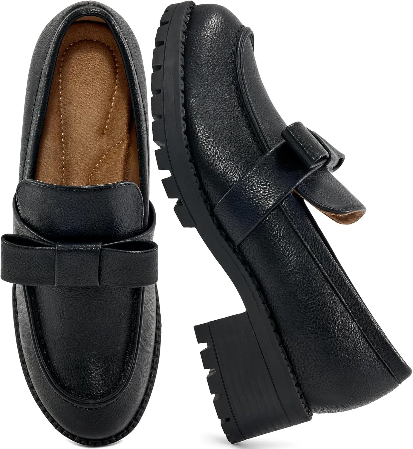 HARENCE Platform Loafers for Women Dressy: Casual Comfortable Slip On Chunky Loafer Walking Penny Work Business Office Shoes