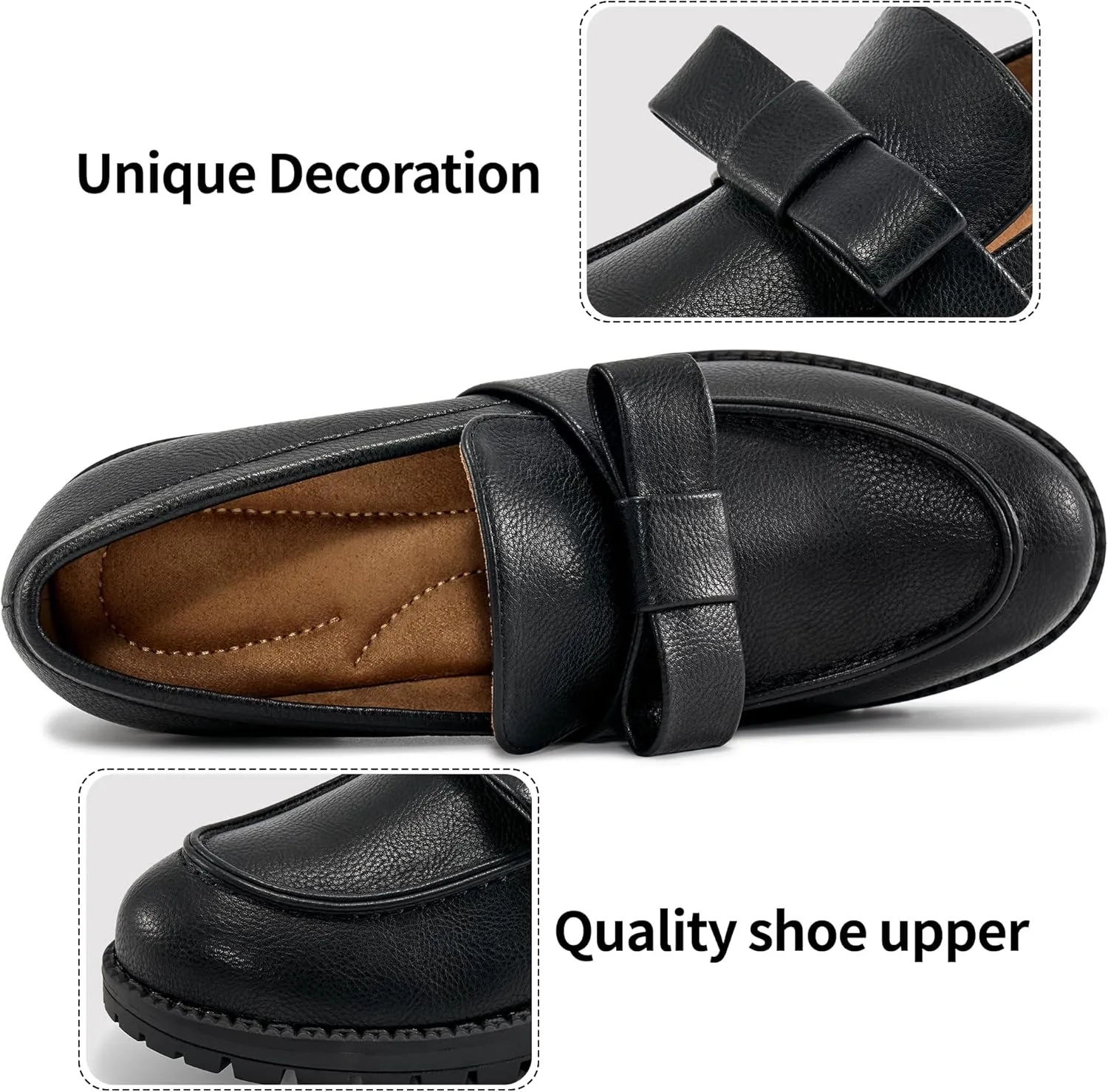 HARENCE Platform Loafers for Women Dressy: Casual Comfortable Slip On Chunky Loafer Walking Penny Work Business Office Shoes