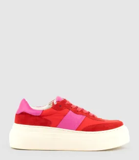 JASPER Retro Platform Sneaker in Red Combo