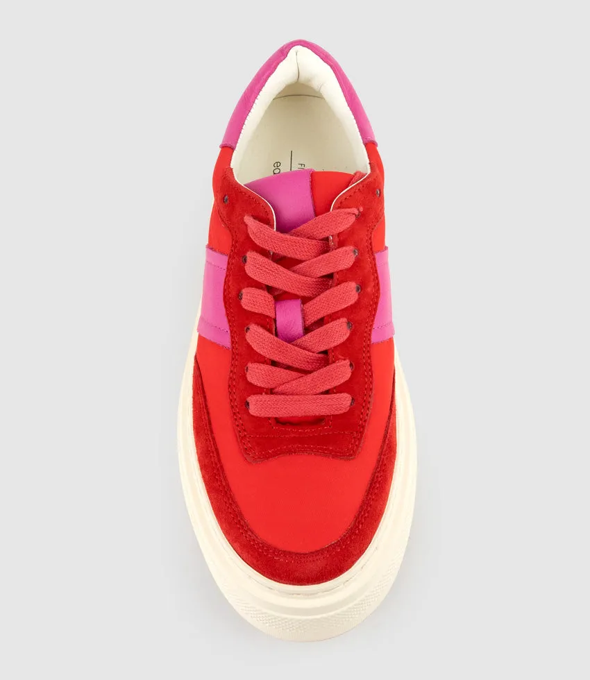 JASPER Retro Platform Sneaker in Red Combo