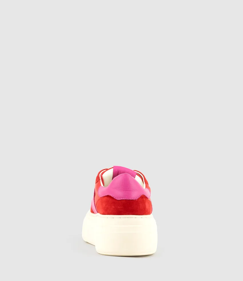 JASPER Retro Platform Sneaker in Red Combo