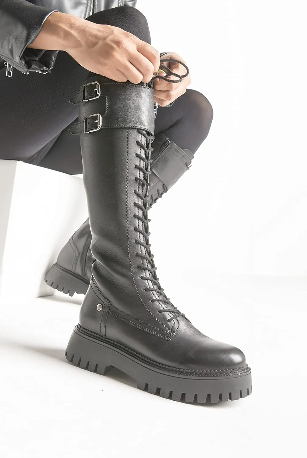 JATAREA Women's Leather Knee-High Boots - Stylish Block Heel - Comfortable Bootie for Females - Cushioned Insole for Comfort - Durable and Versatile Design